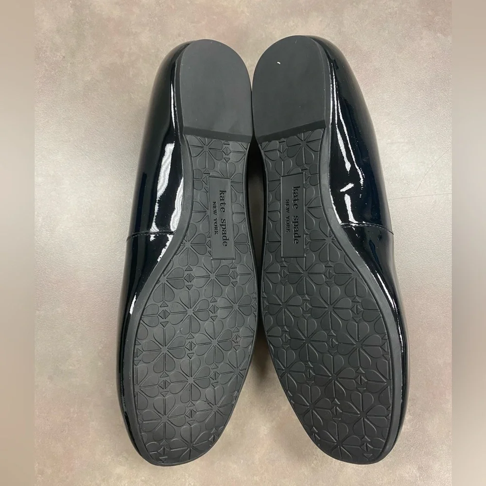 NIB Kate Spade Kiersten Black Patent Leather Bow Ballet Flats Size 6